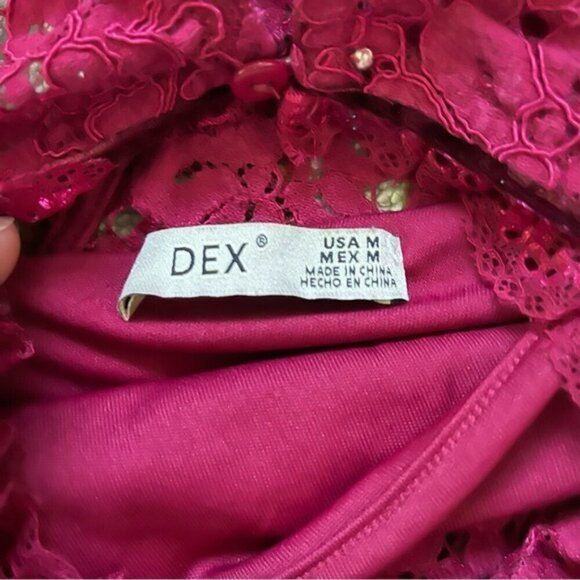 Dex Maroon Lace Mini Dress US M - Picture 7 of 8